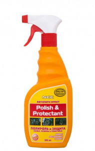 Полироль и защита пластика,резины и кожи (POLISH&PROTECTANT) 500 мл. с губкой