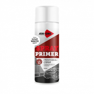 Грунтовка-спрей белая матовая AIM-ONE 450 мл (аэрозоль).Spray primer white matt 450ML SPR-MW1007